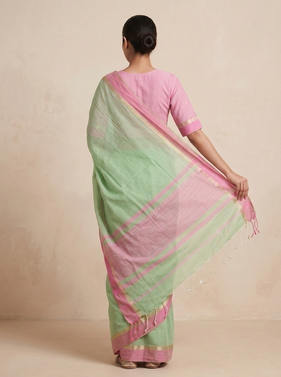 Green Mercerized Cotton Print Saree