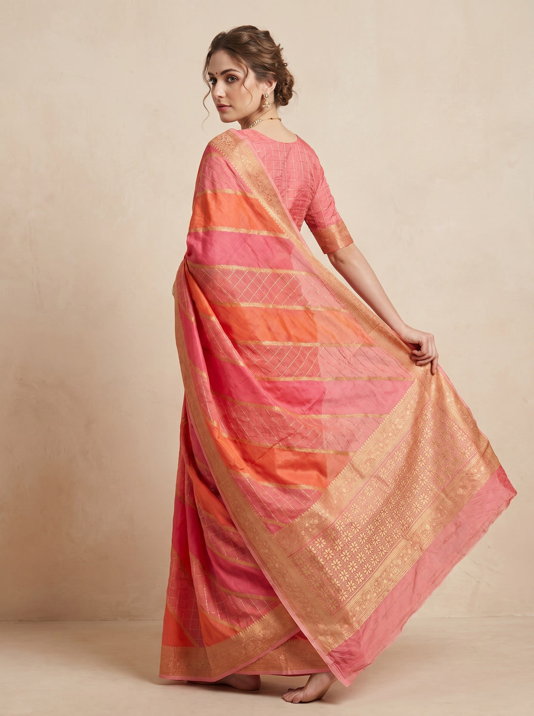 Saantha Signature|Orange Soft Silk Zari Work Saree