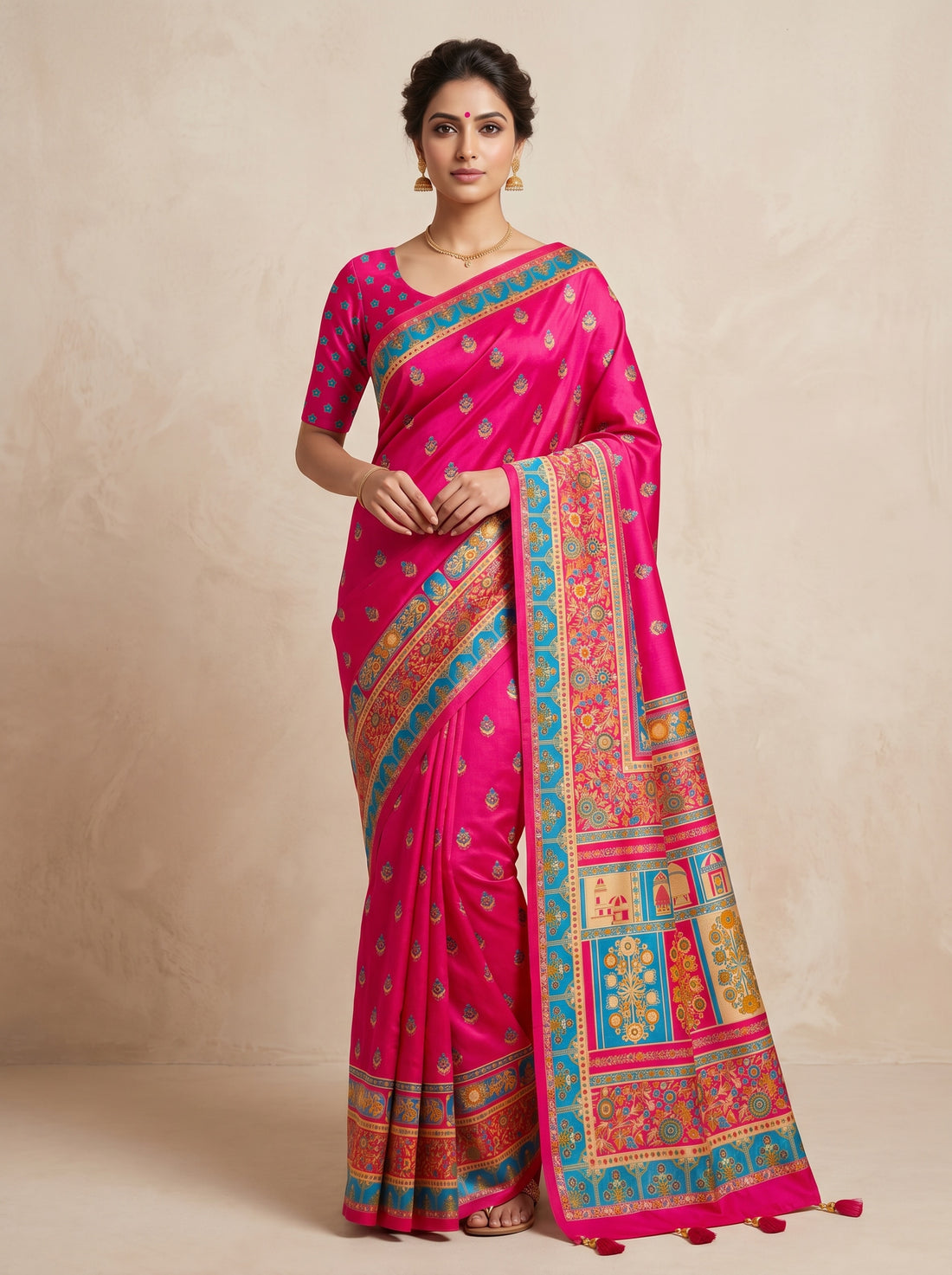 Red Cotton Silk Weave Saree
