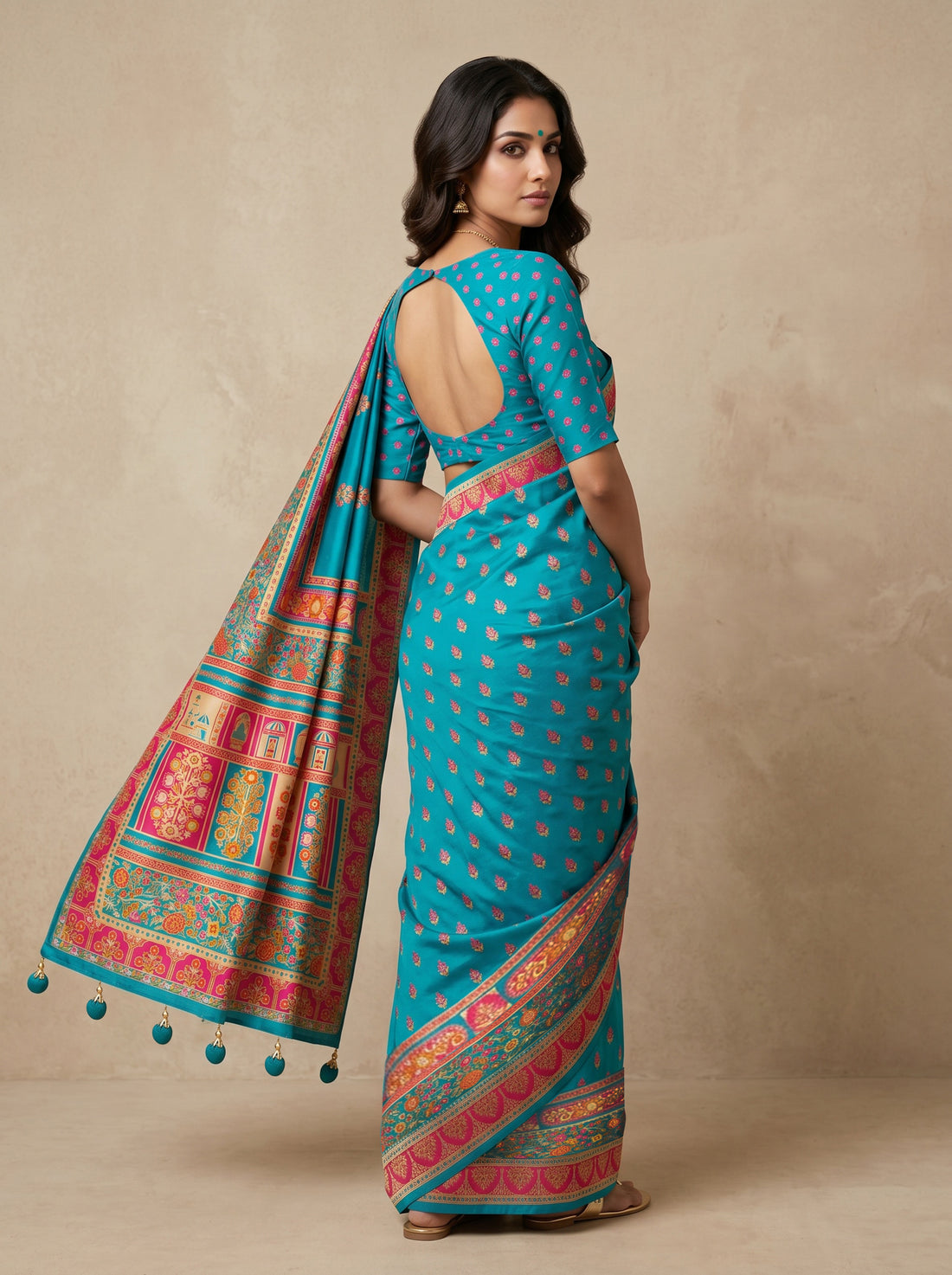 Blue Cotton Silk Weave Saree