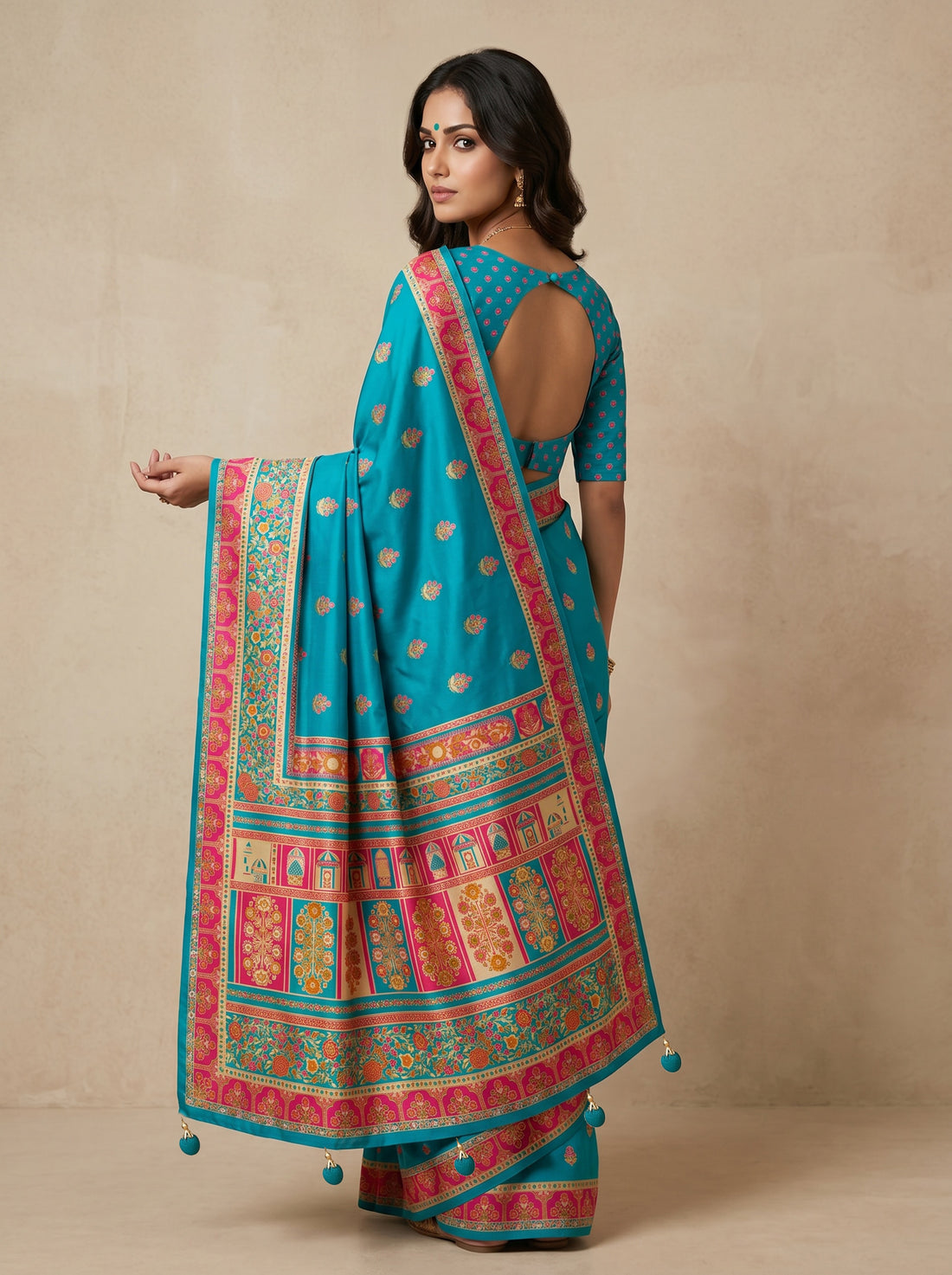 Blue Cotton Silk Weave Saree