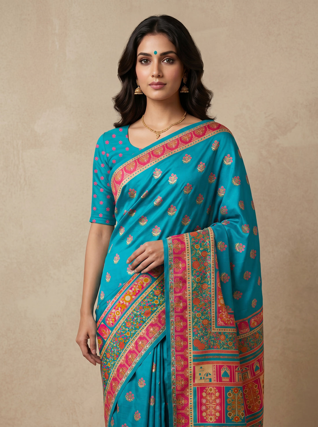 Blue Cotton Silk Weave Saree