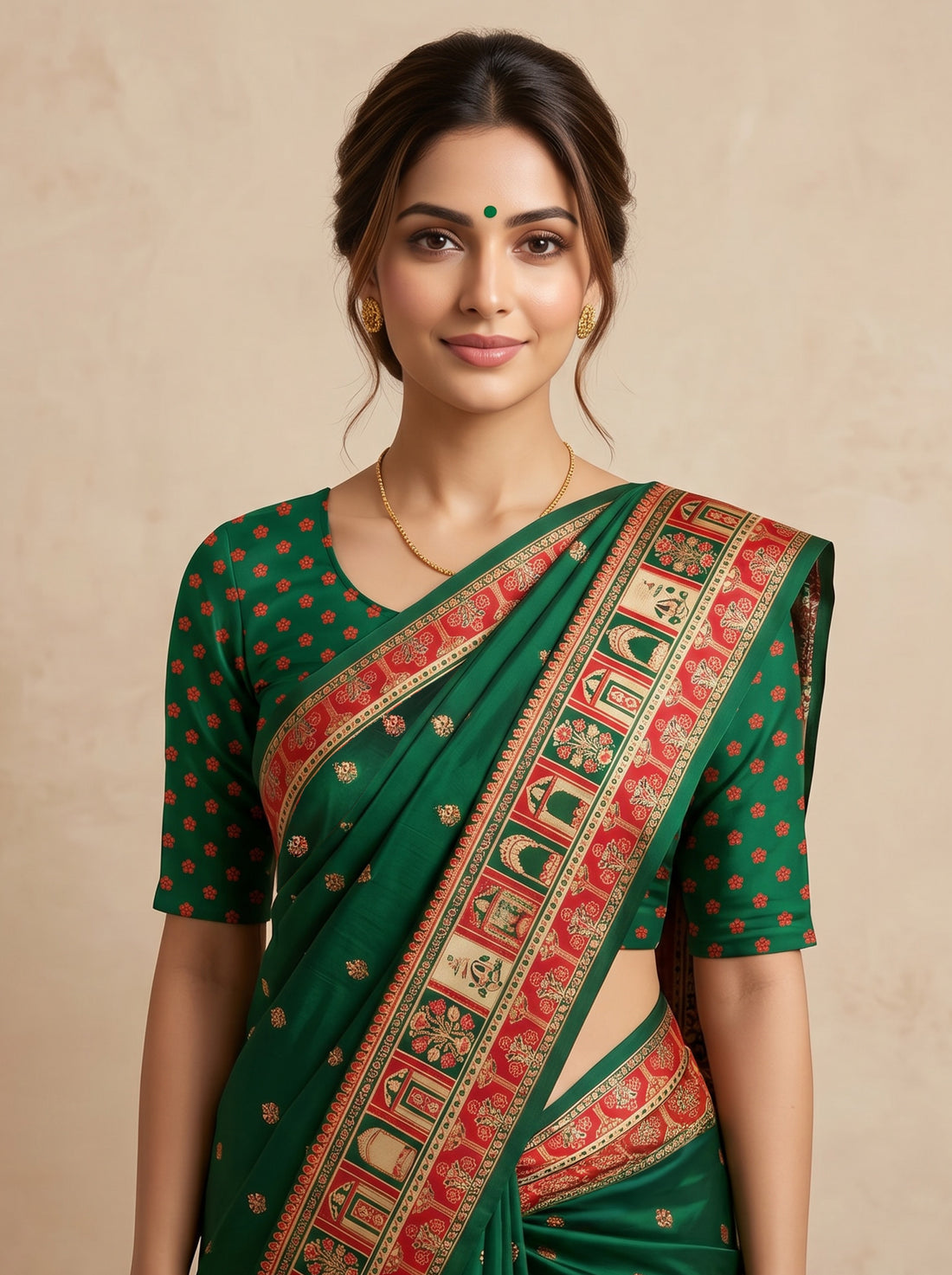 Green Cotton Silk Weave Saree