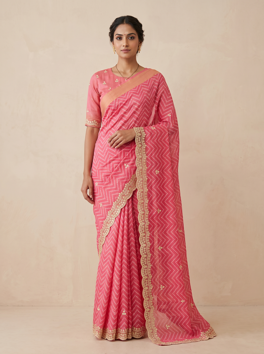 Saantha Signature|Pink Linen Embroidery Saree