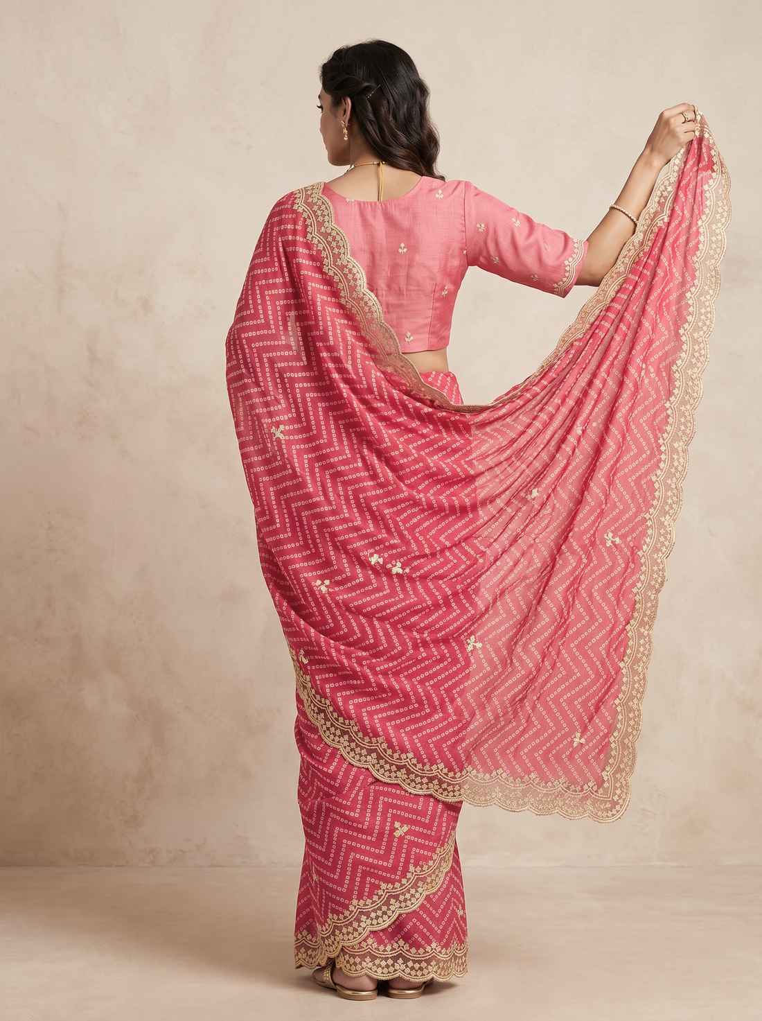 Saantha Signature|Pink Linen Embroidery Saree
