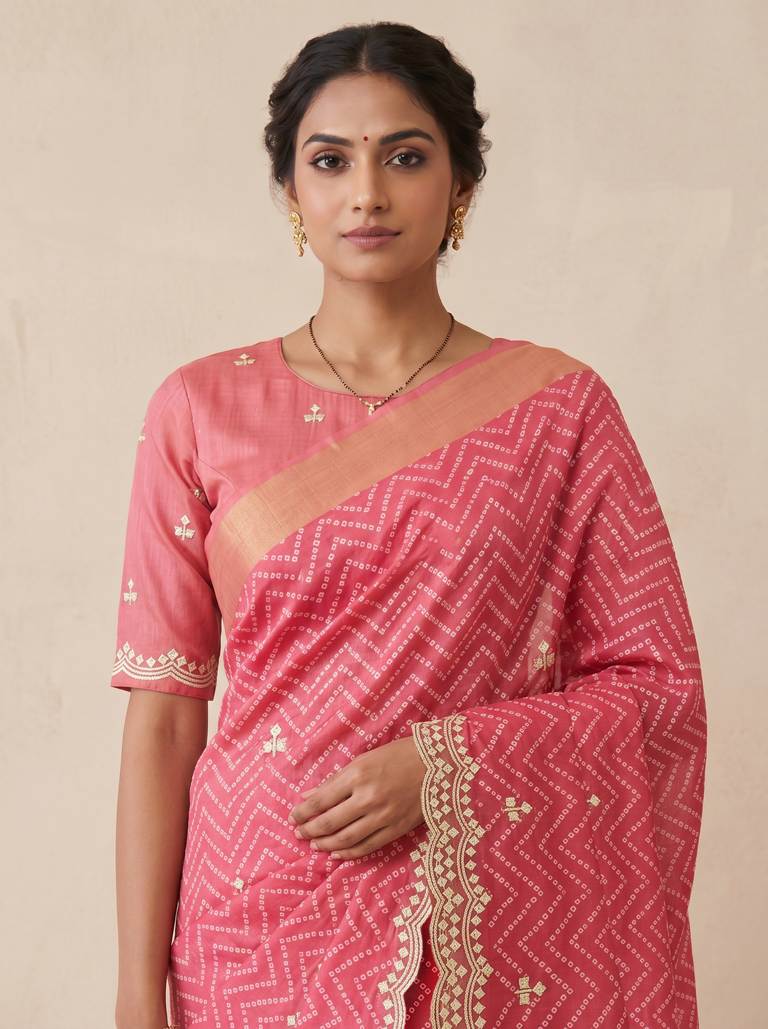 Saantha Signature|Pink Linen Embroidery Saree
