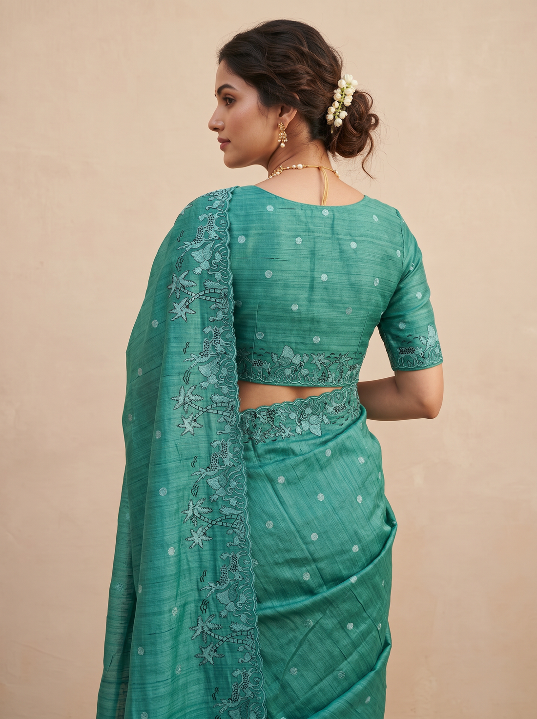 Saantha Signature|Orange Semi Silk Embroidery Saree
