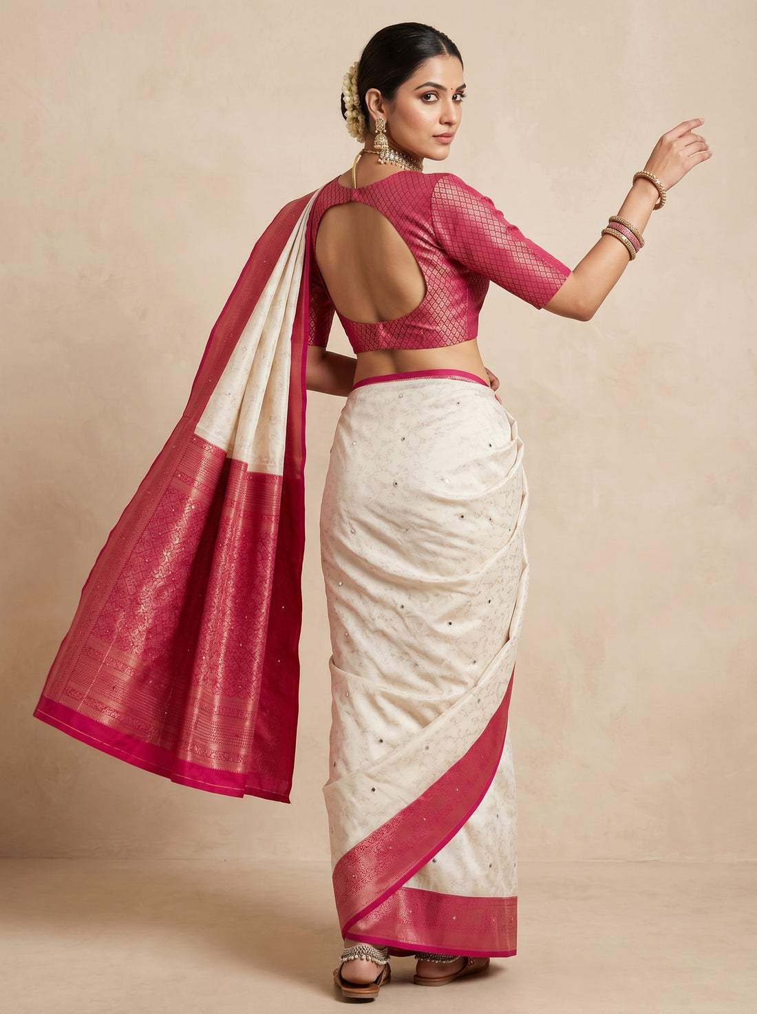 Orange Soft Silk Print Saree