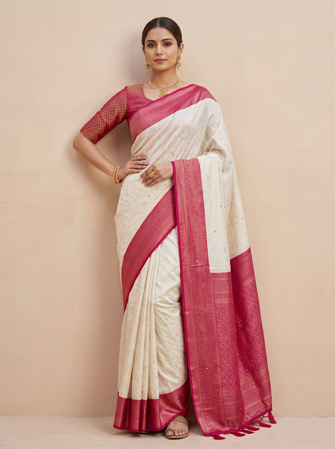Orange Soft Silk Print Saree