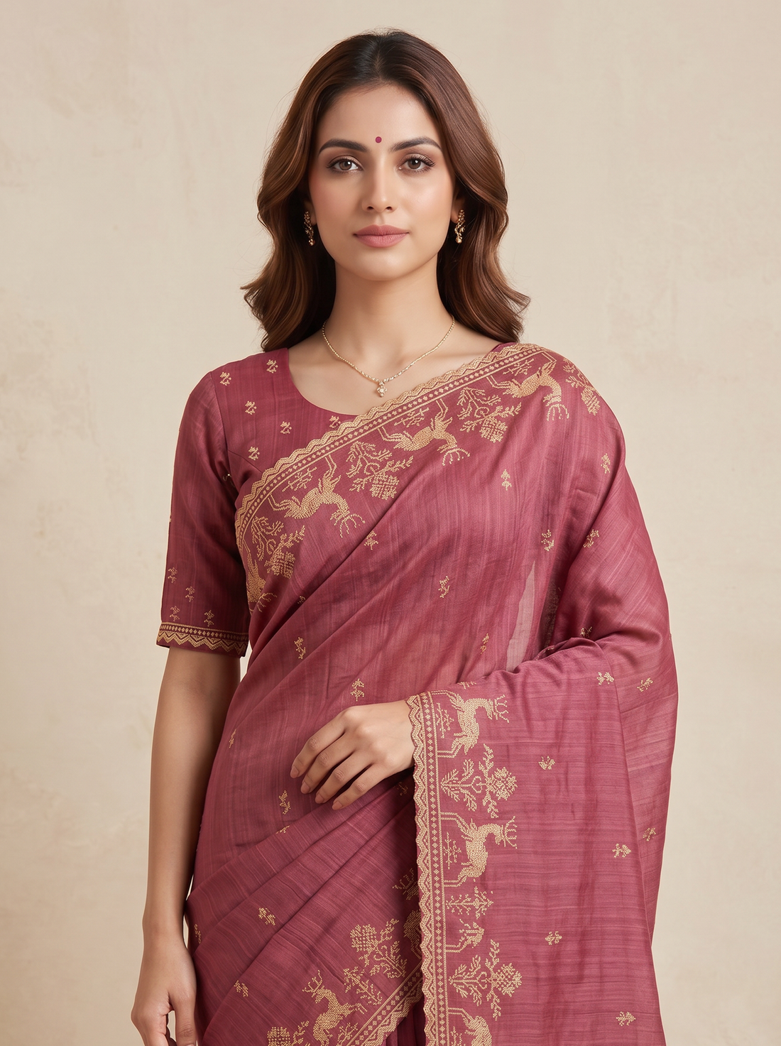 Saantha Signature|Purple Cotton Silk Print Saree