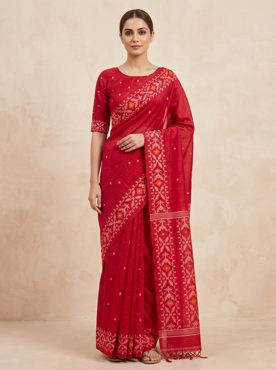 Red Pure Silk Weave Saree
