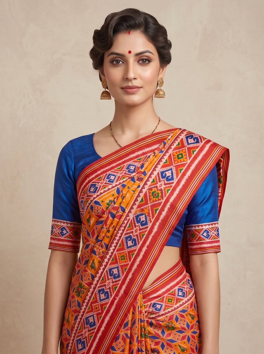 Saantha Signature|Orange Patola Silk Print Saree