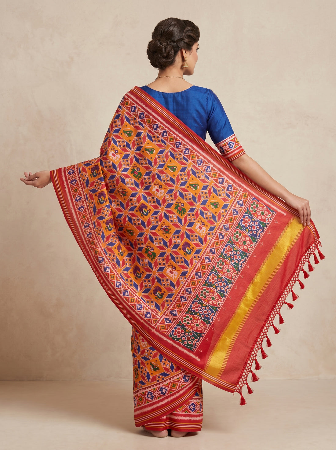 Saantha Signature|Orange Patola Silk Print Saree