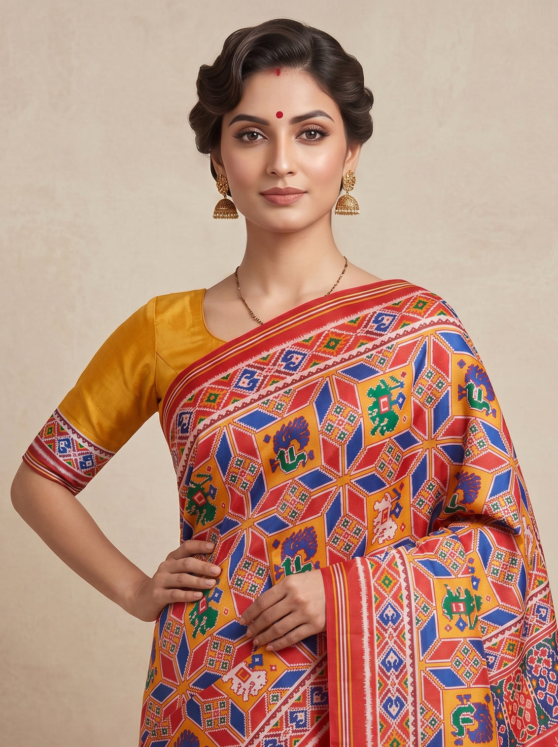 Saantha Signature|Yellow Orange Patola Silk Print Saree