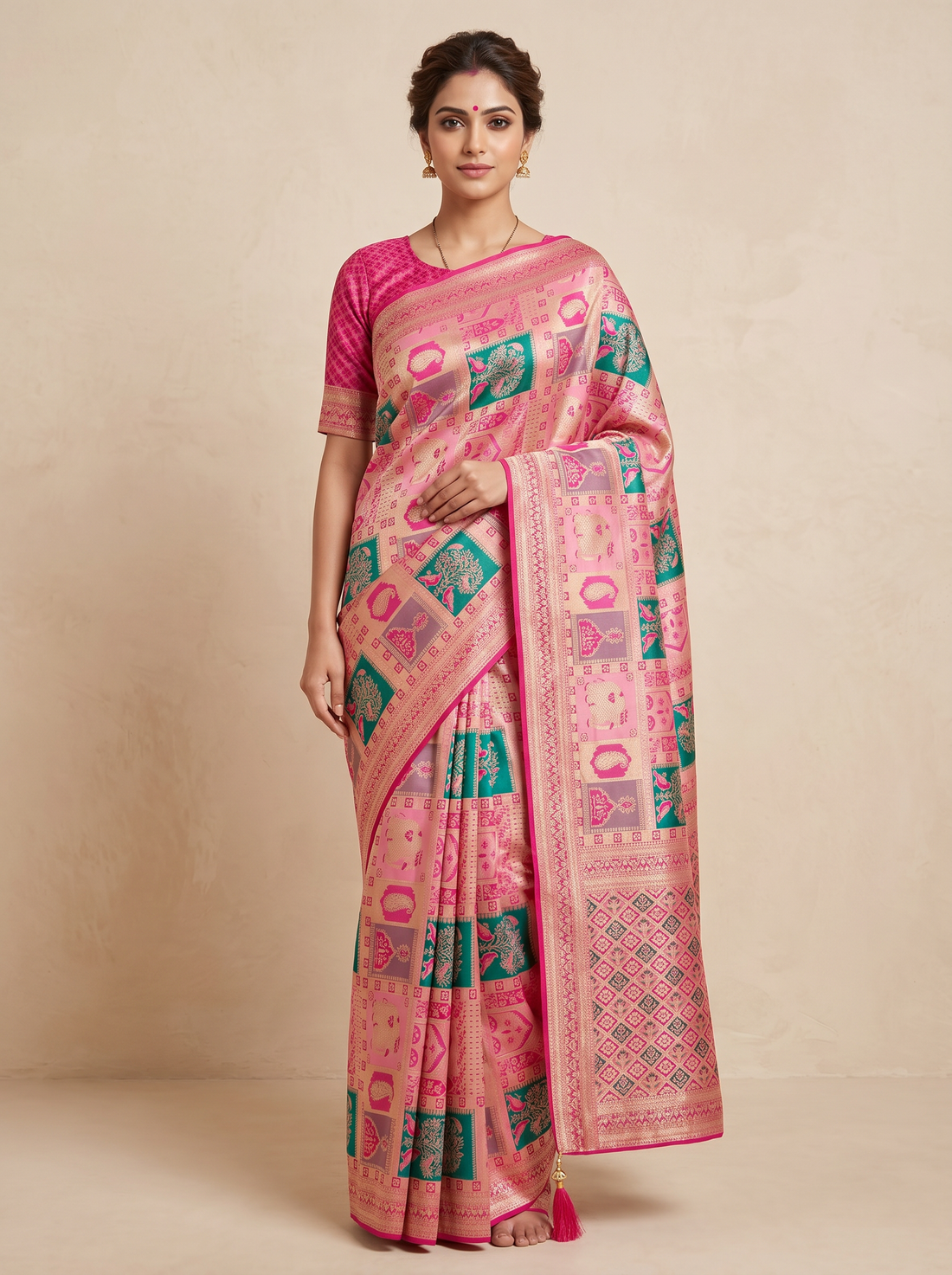 Saantha Signature|Red Silk Print Saree
