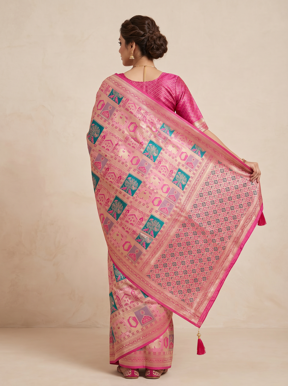 Saantha Signature|Red Silk Print Saree