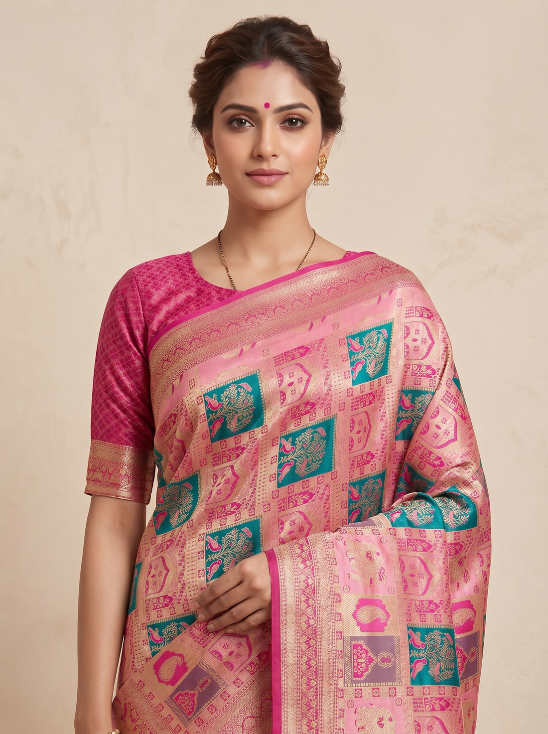 Saantha Signature|Red Silk Print Saree