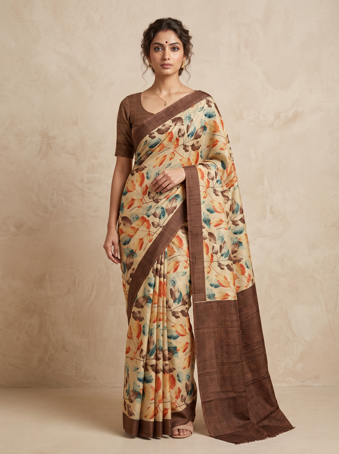 Saantha Signature|Multicolour Tussar Silk Print Saree