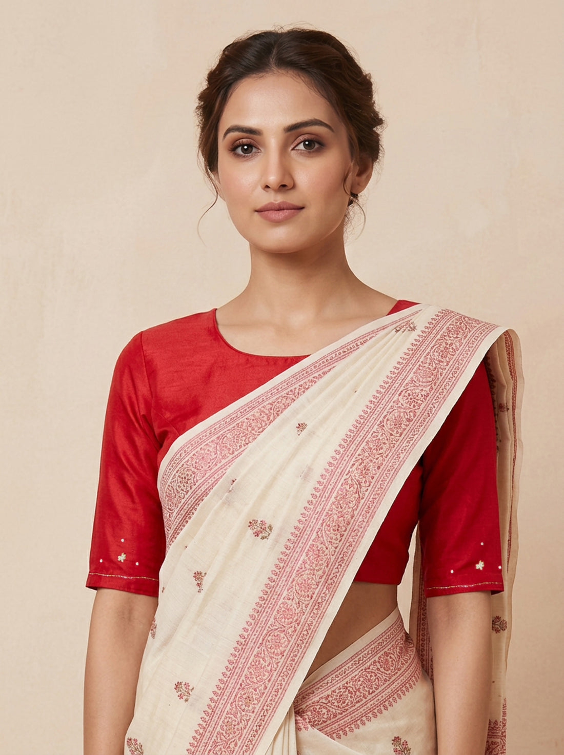White Linen Silk Weave Saree