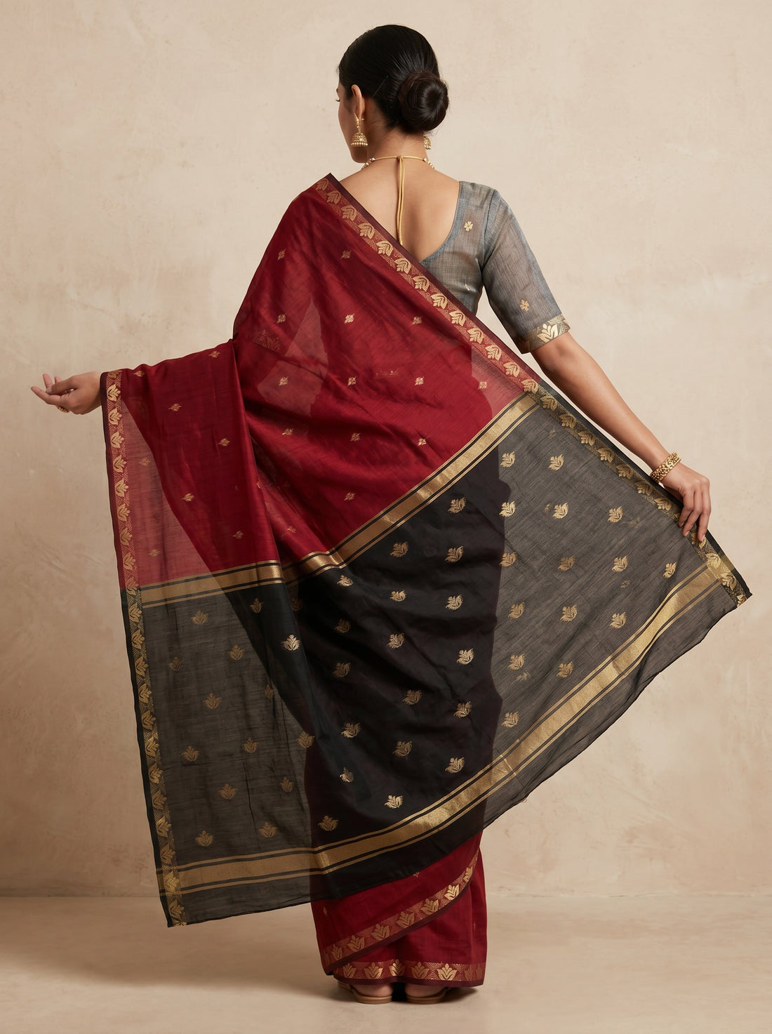 Red Linen Silk Weave Saree