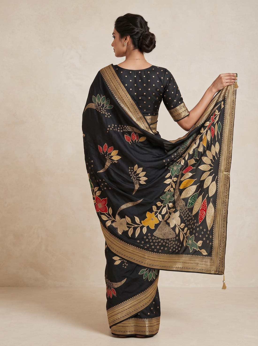 Saantha Signature|Black Art Silk Embroidery Saree