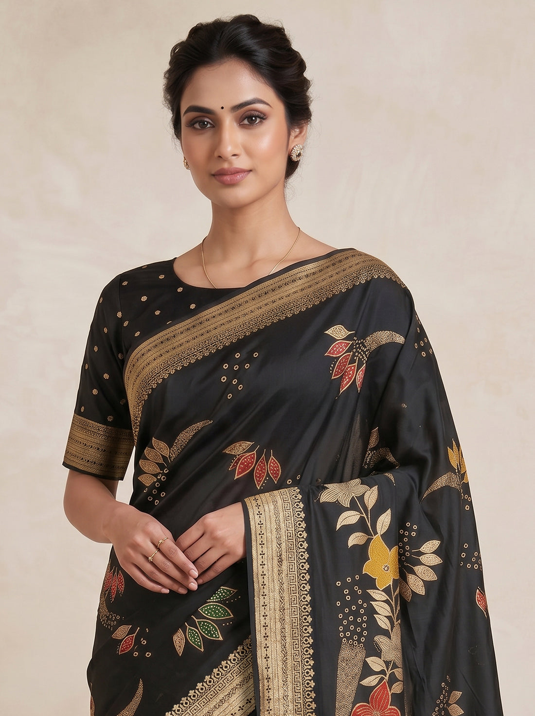 Saantha Signature|Black Art Silk Embroidery Saree