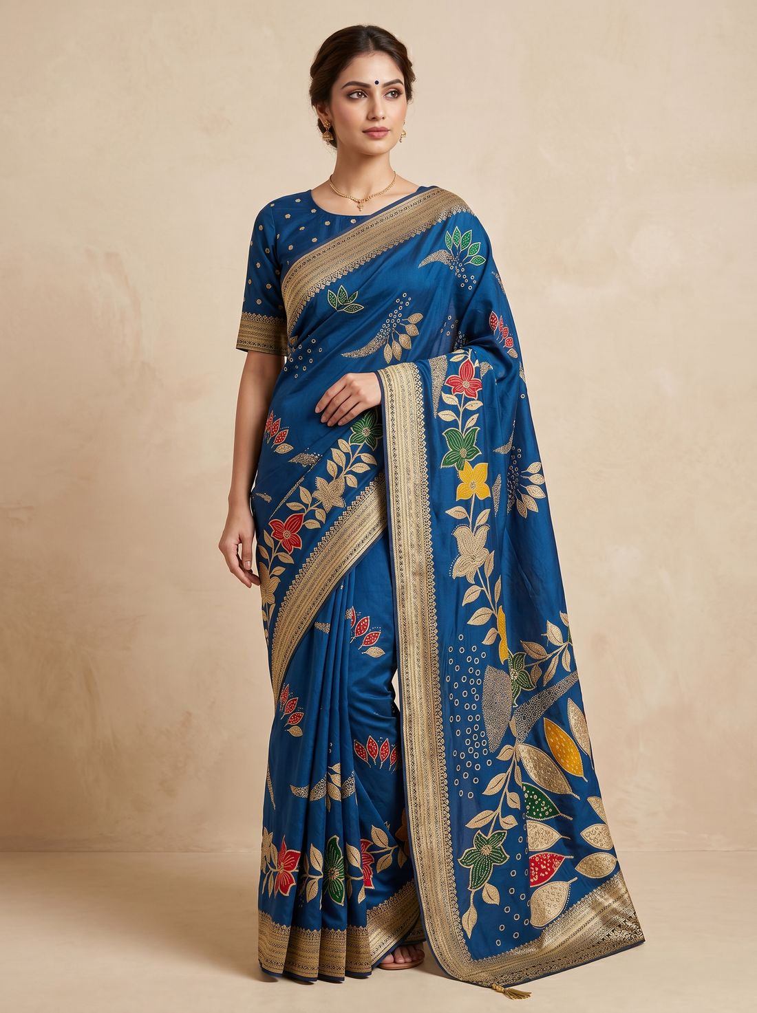 Saantha Signature|Blue Art Silk Embroidery Saree