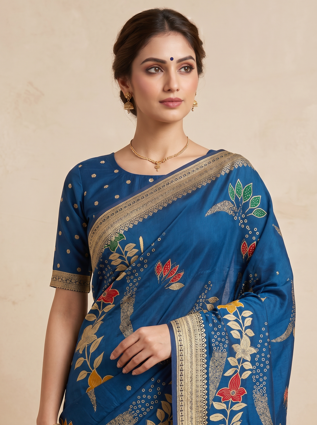 Saantha Signature|Blue Art Silk Embroidery Saree
