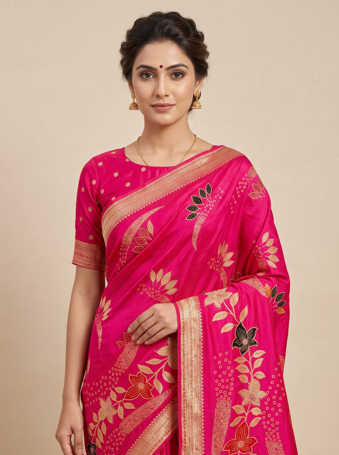 Saantha Signature|Pink Art Silk Embroidery Saree