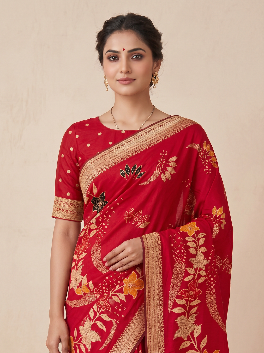 Saantha Signature|Red Art Silk Embroidery Saree