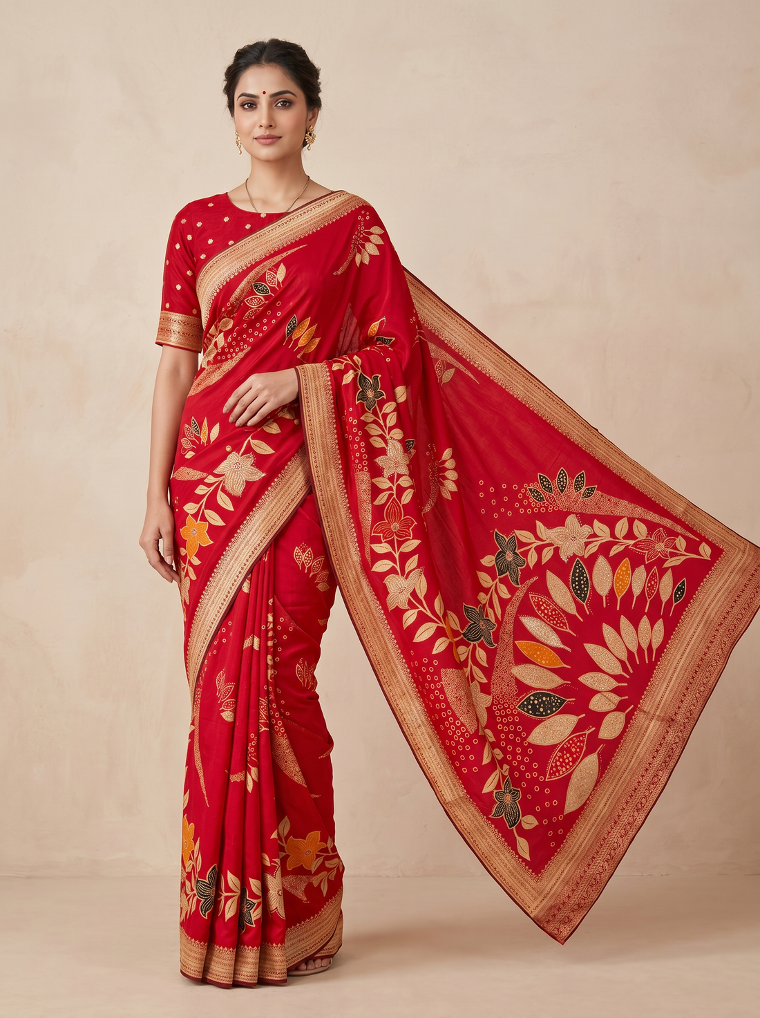 Saantha Signature|Red Art Silk Embroidery Saree