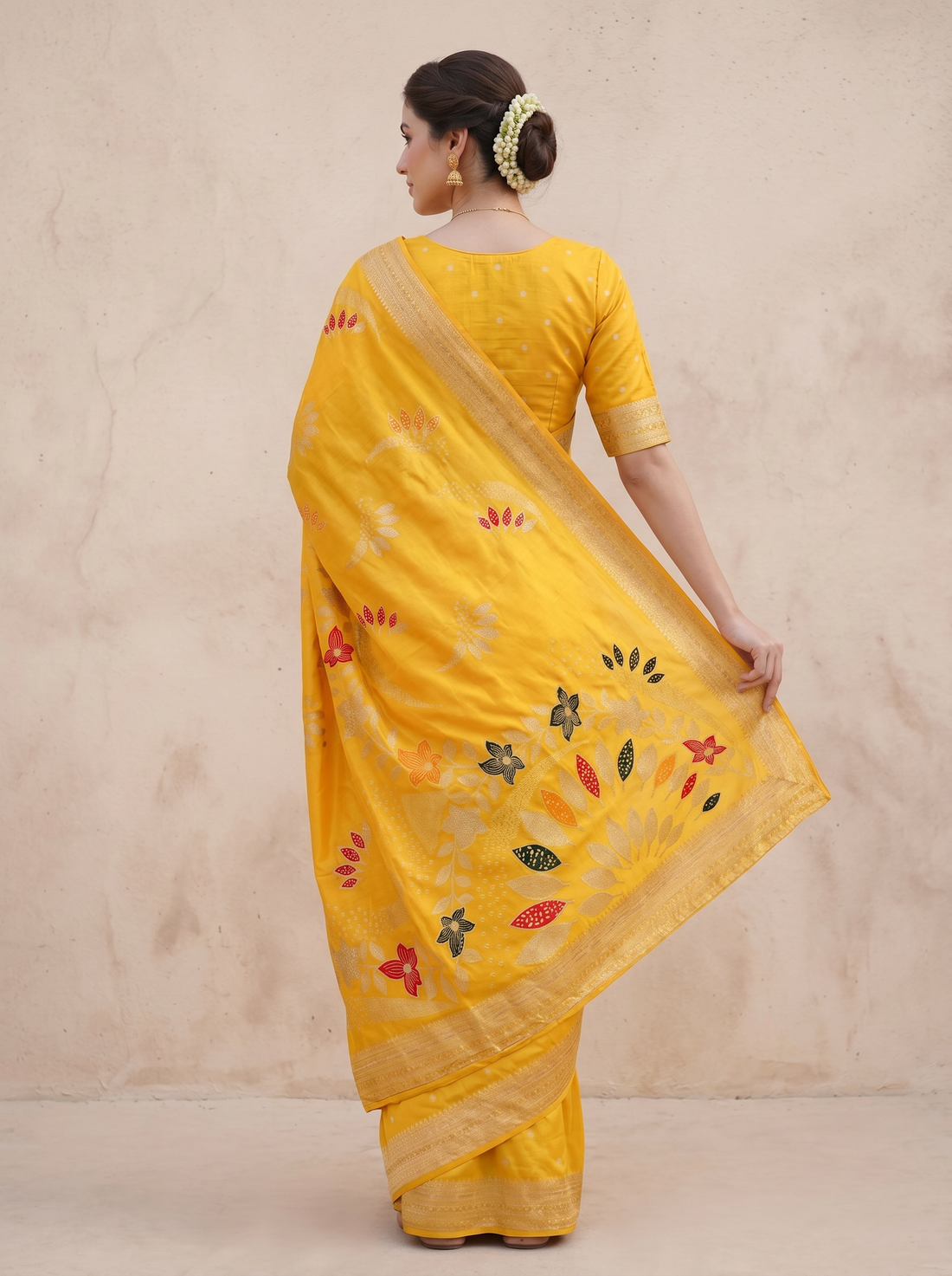 Saantha Signature|Yellow Art Silk Embroidery Saree