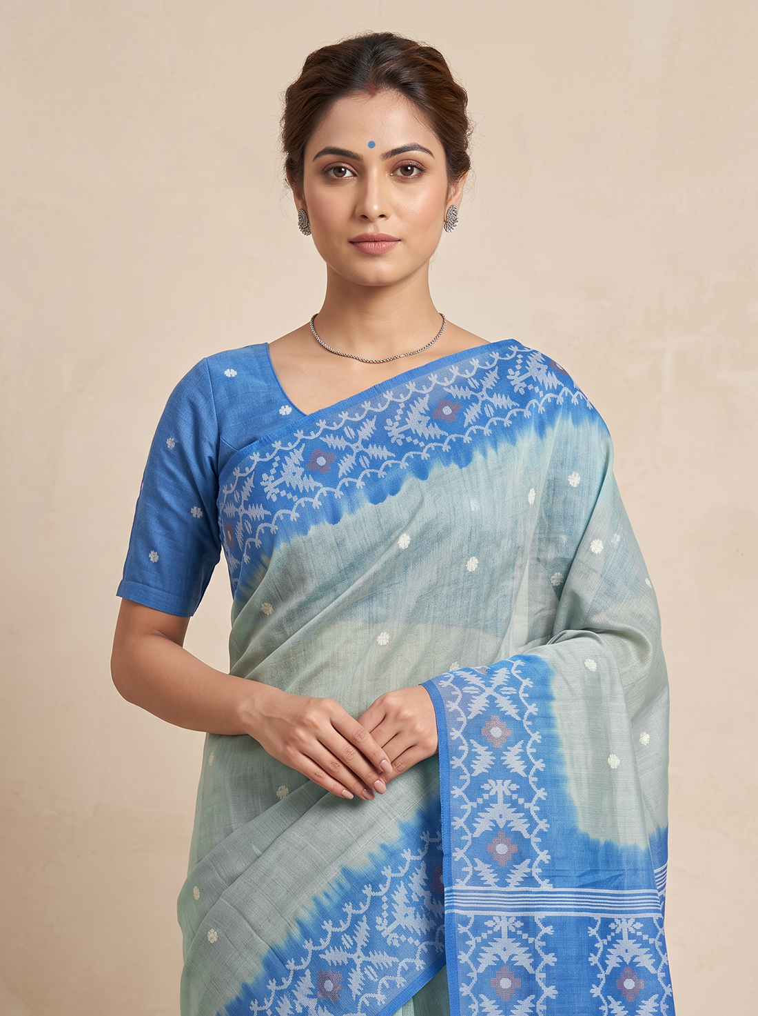 Saantha Signature|Blue Pure Tassar Weave Saree