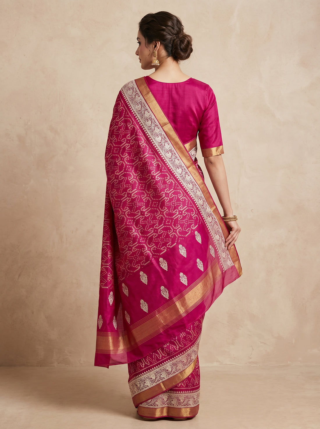 Cream Linen Silk Weave Saree
