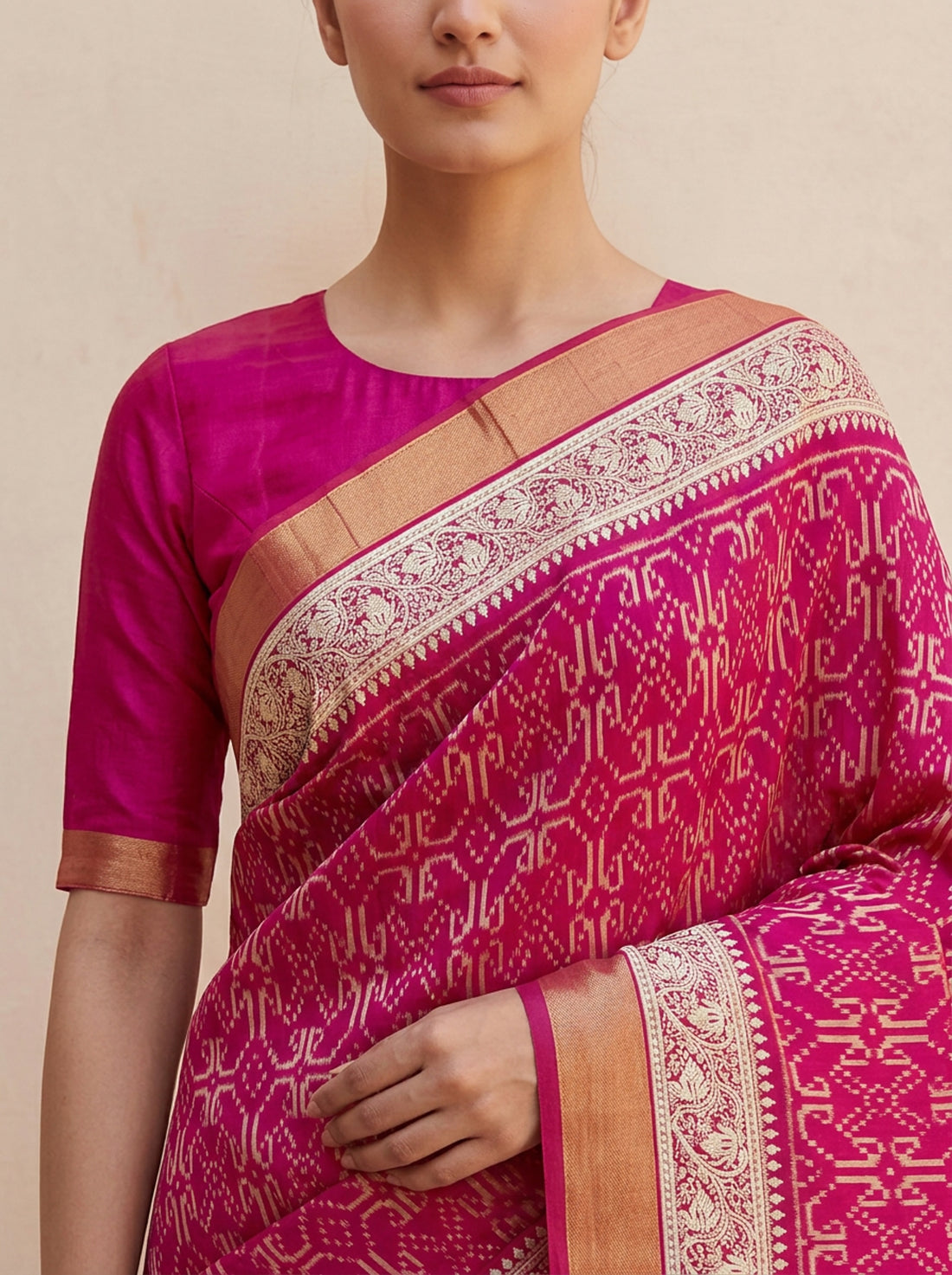 Cream Linen Silk Weave Saree
