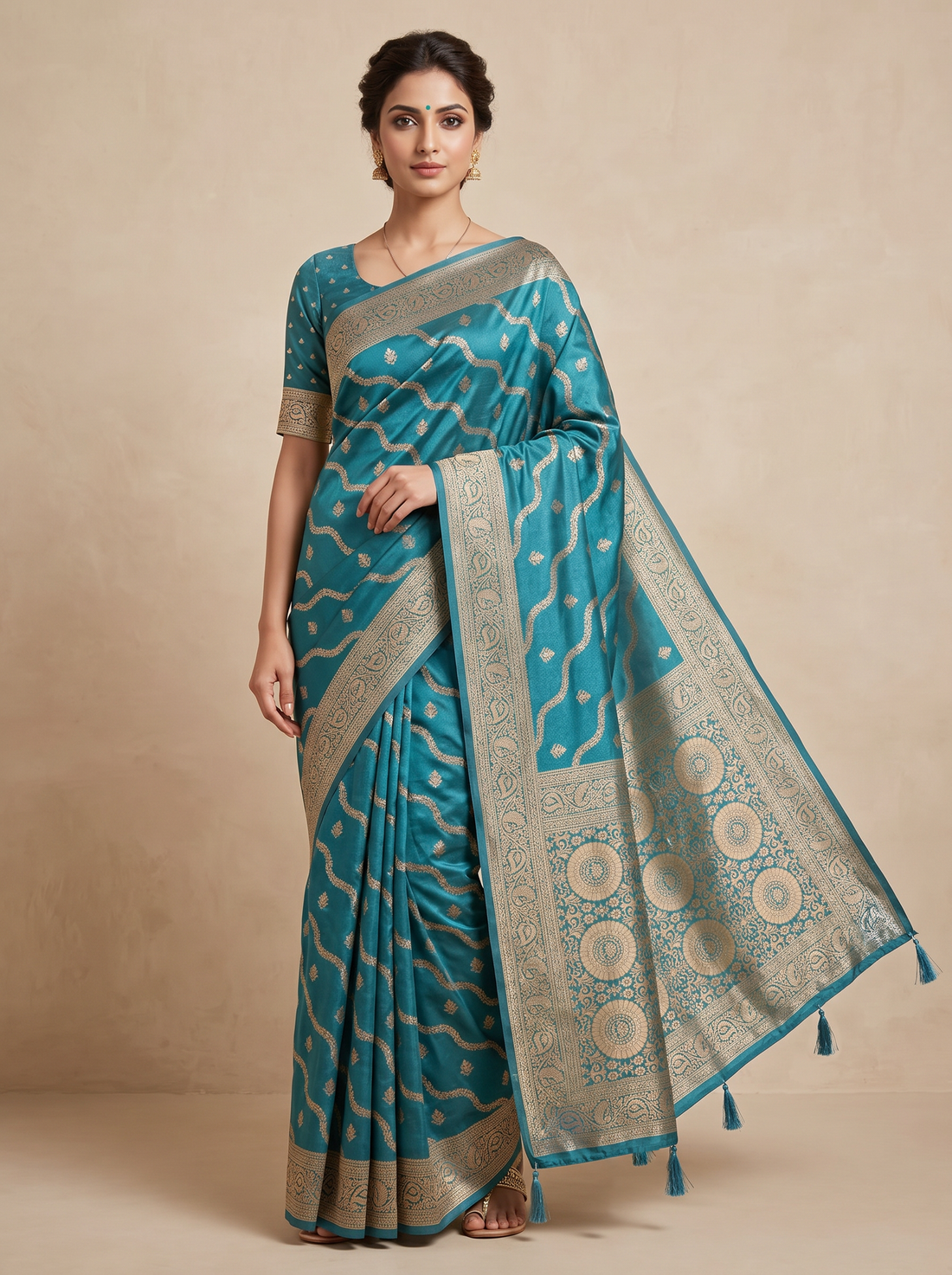Saantha Signature|Blue Art Silk Zari Work Saree