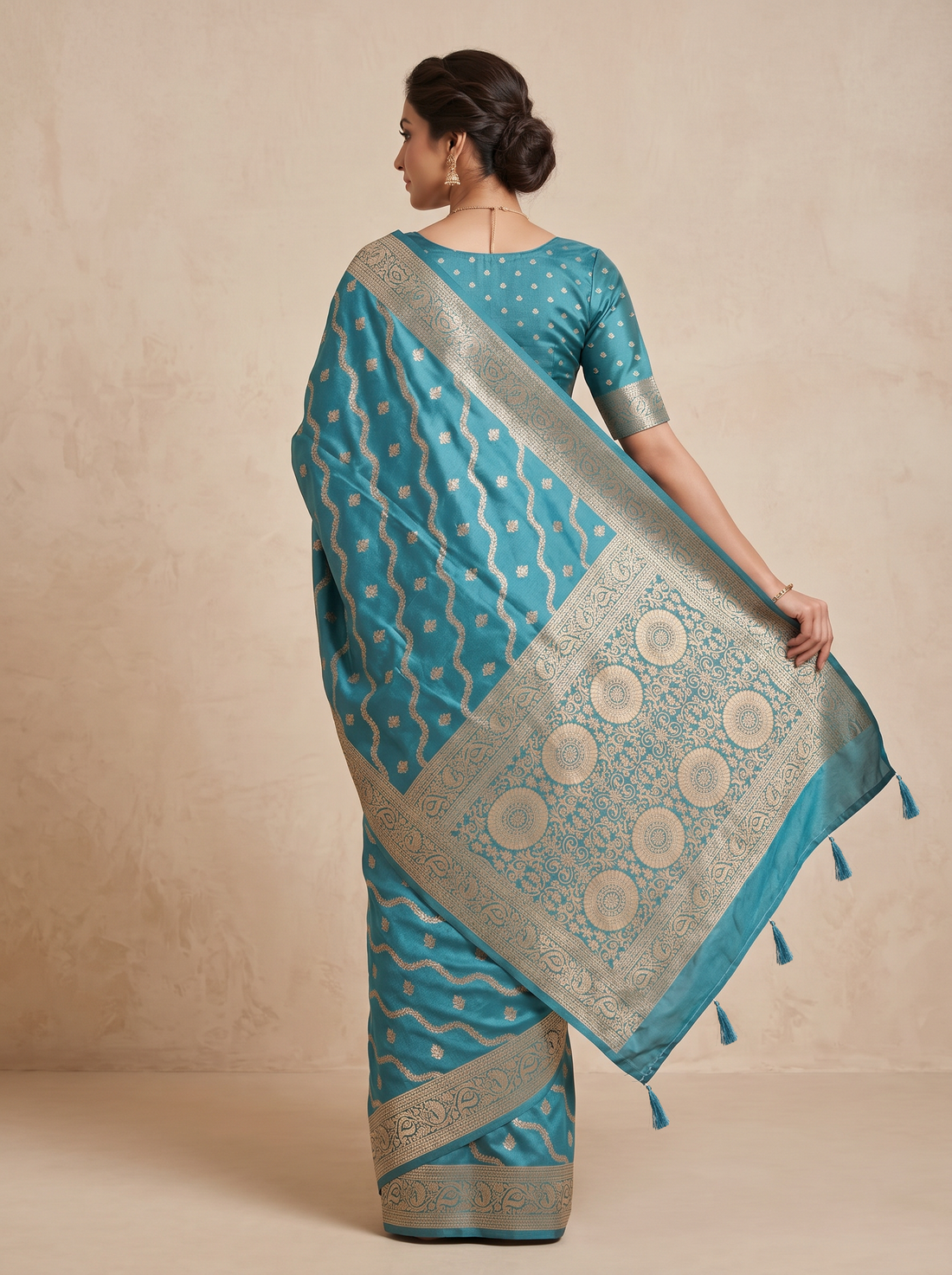 Saantha Signature|Blue Art Silk Zari Work Saree