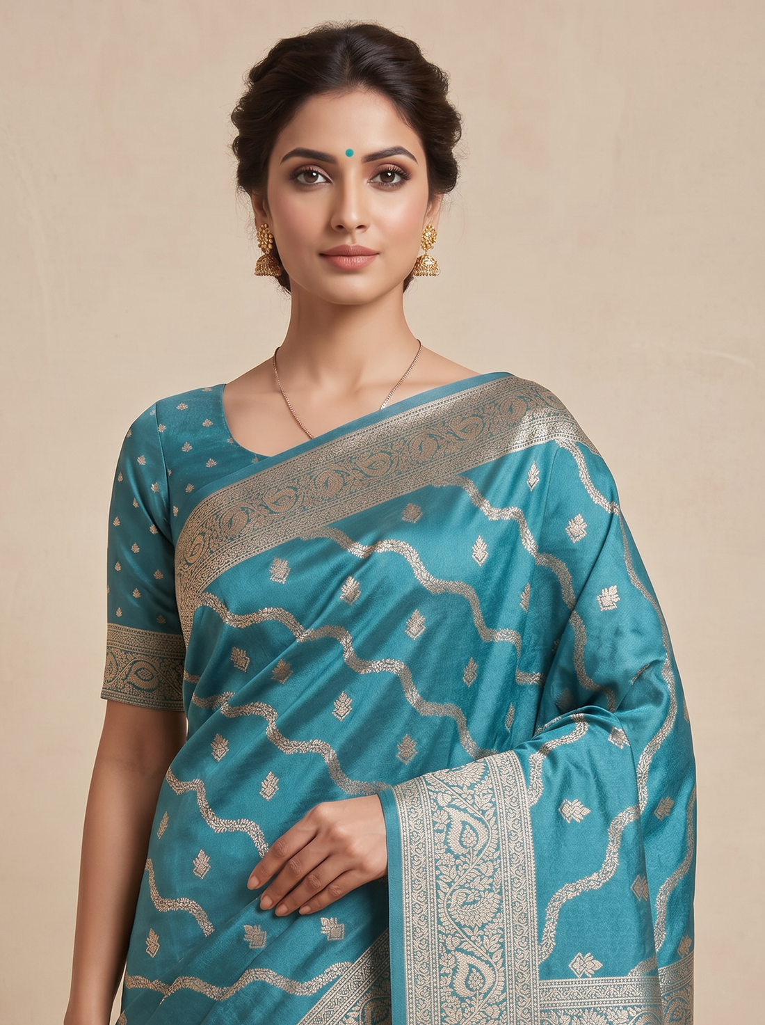 Saantha Signature|Blue Art Silk Zari Work Saree