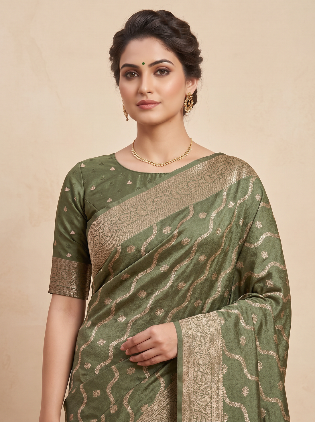 Saantha Signature|Green Art Silk Zari Work Saree