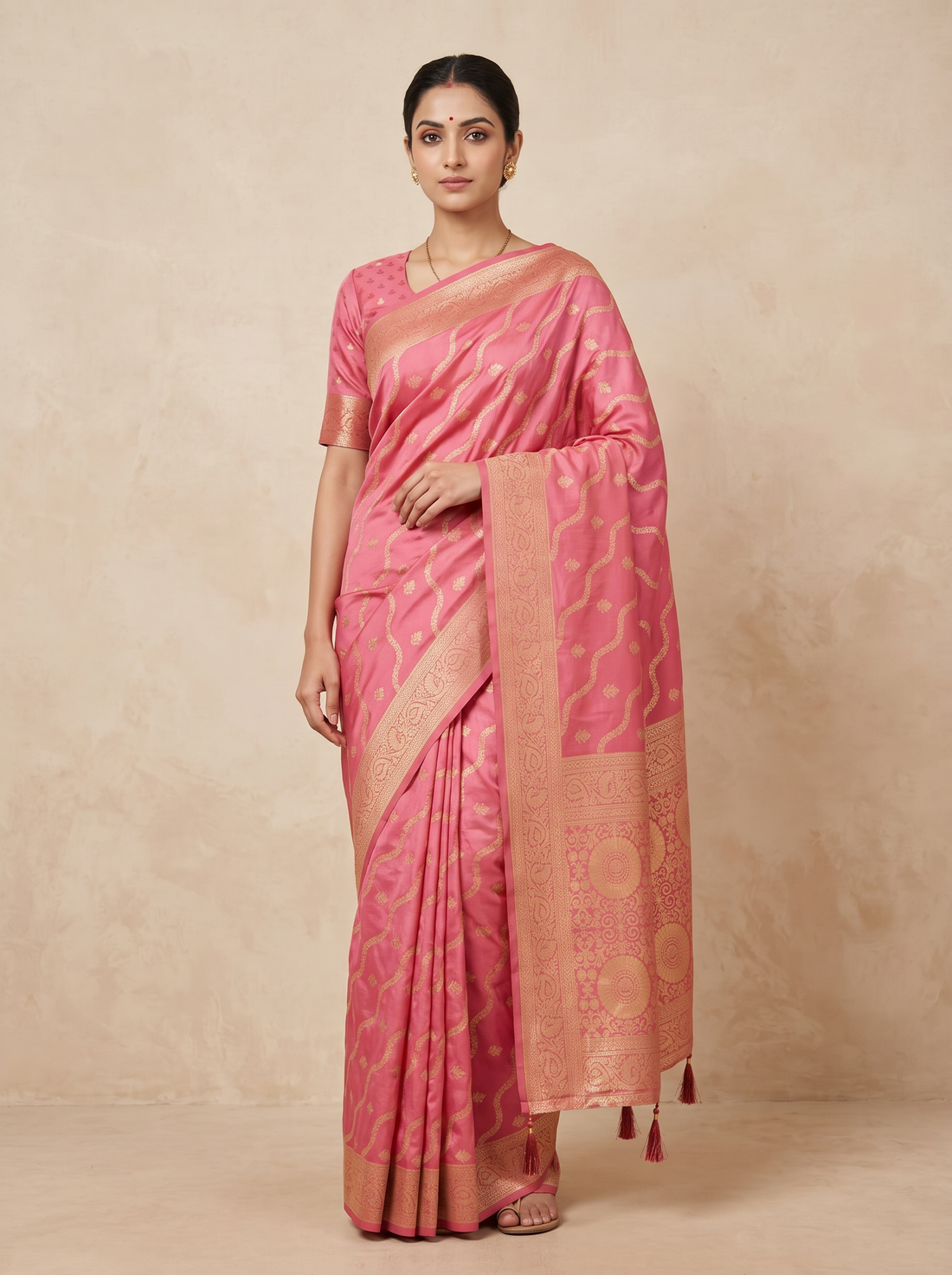 Saantha Signature|Pink Art Silk Zari Work Saree