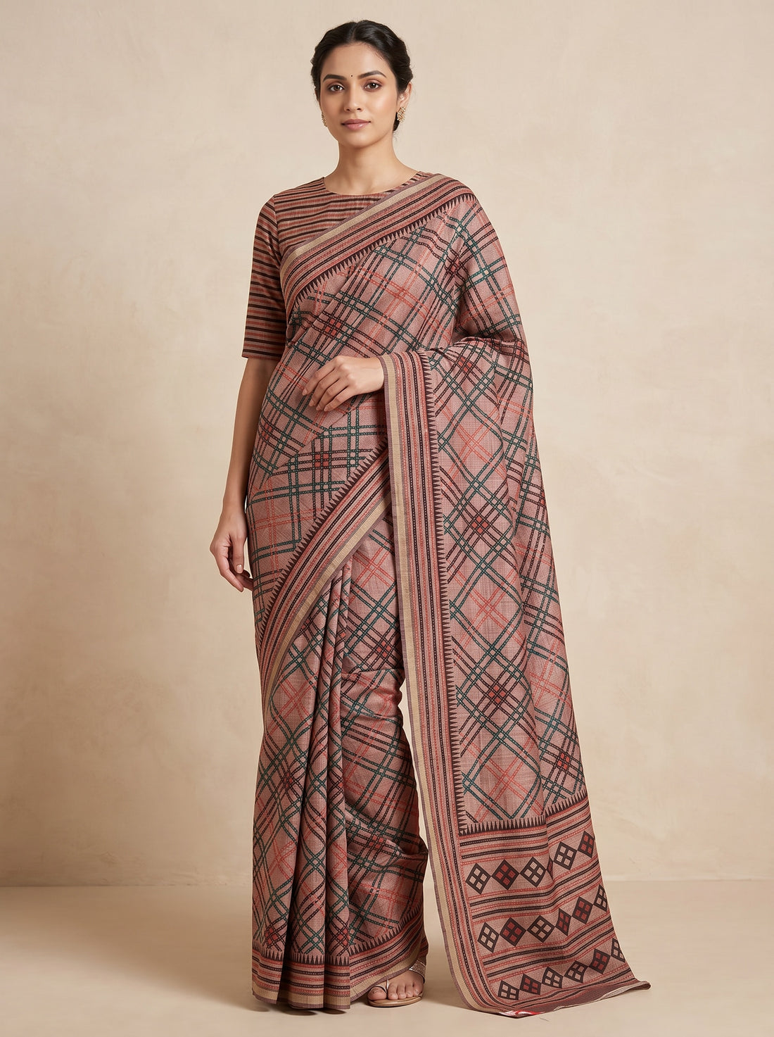 Brown Ghicha Tassar Weave Saree