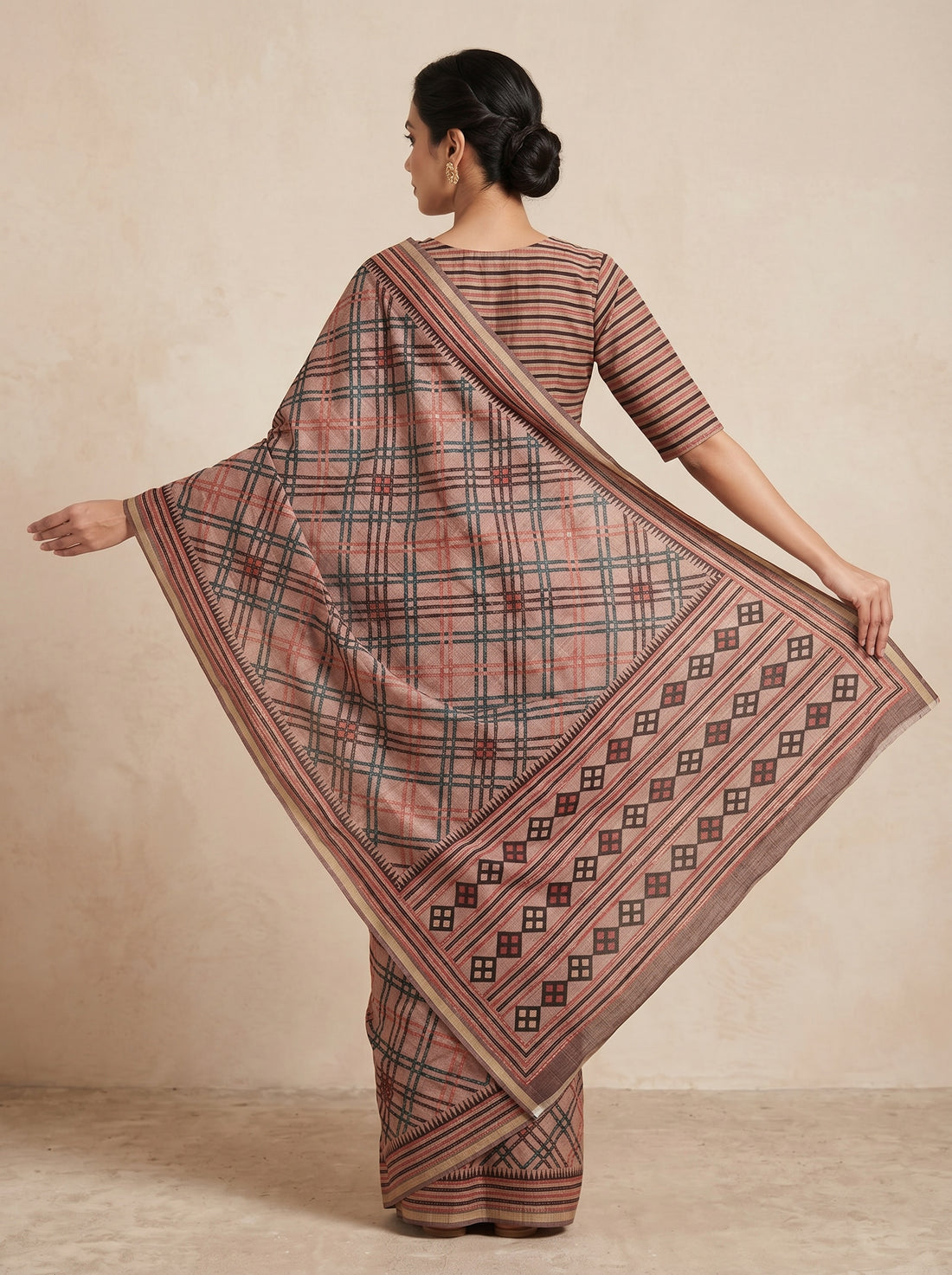 Brown Ghicha Tassar Weave Saree