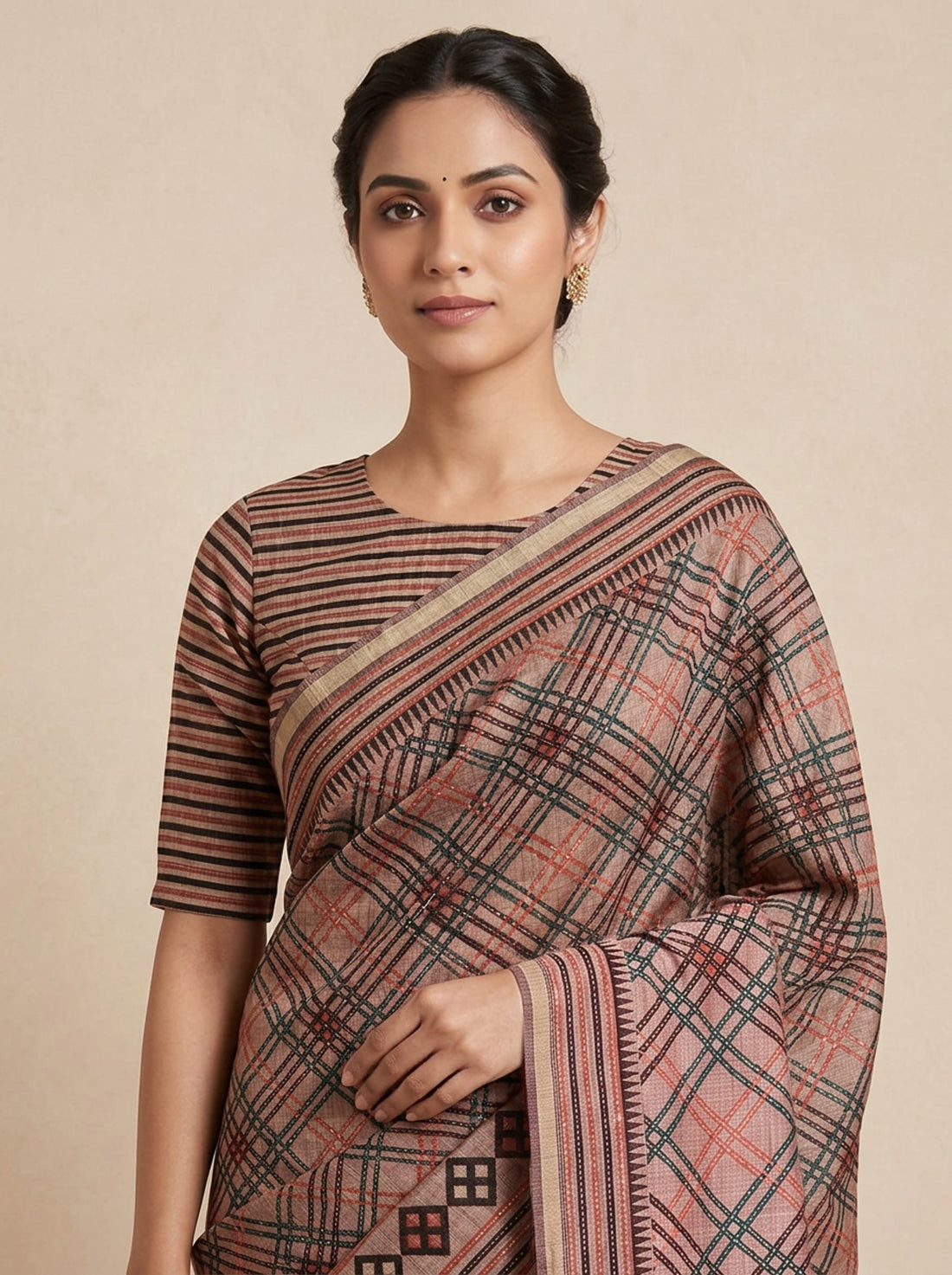 Brown Ghicha Tassar Weave Saree