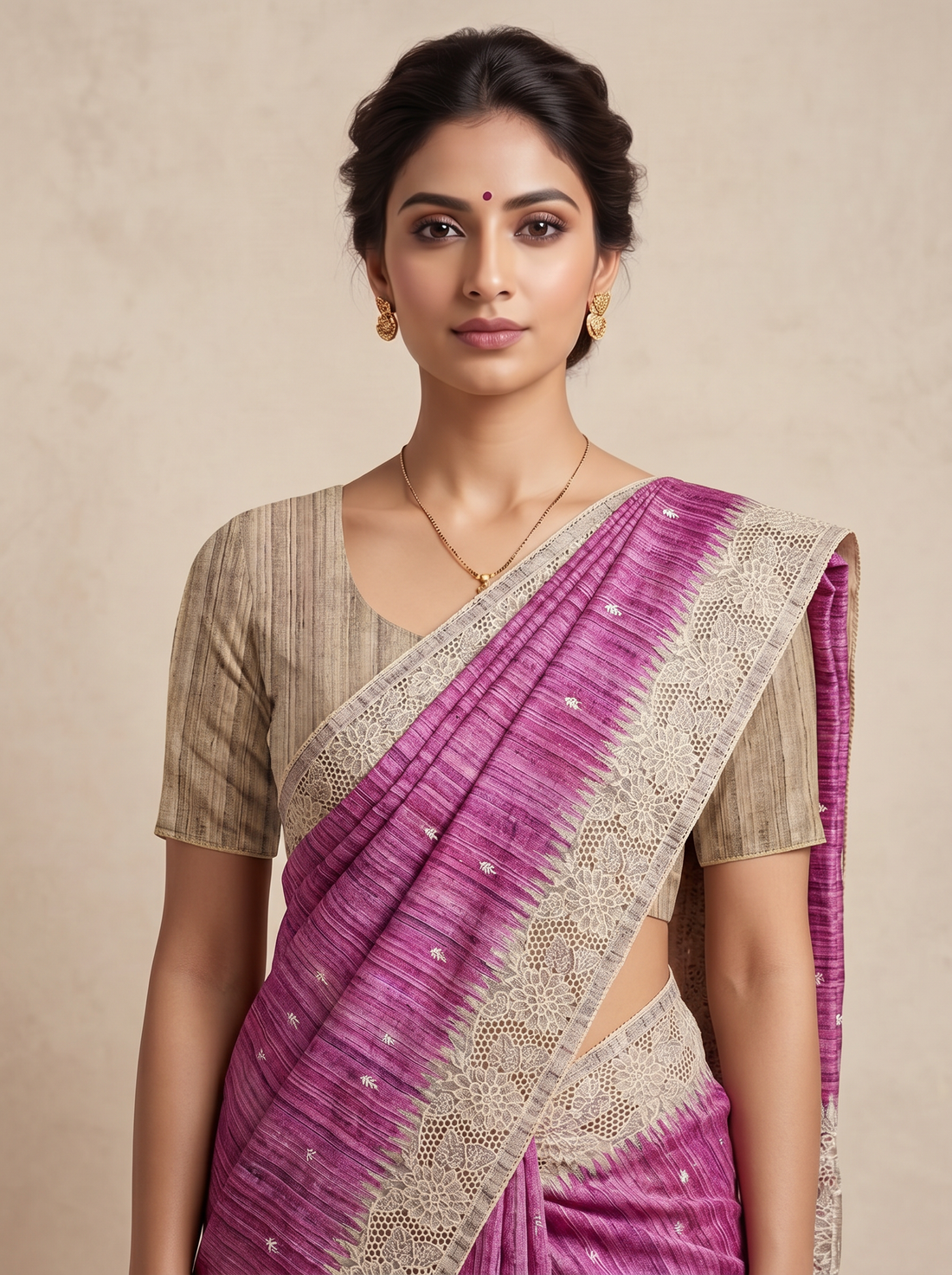 Saantha Signature|Pink Linen Silk Embroidery Saree