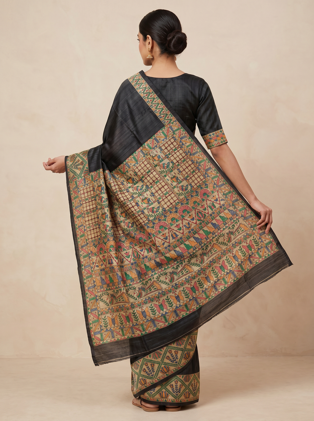 Saantha Signature|Tussar Colour Tussar Silk Hand Embroidery Saree