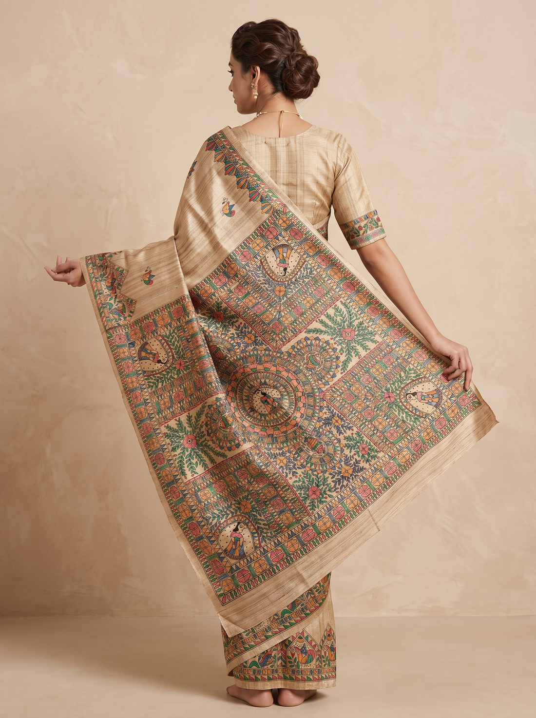 Saantha Signature|Tussar Colour Tussar Silk Hand Embroidery Saree