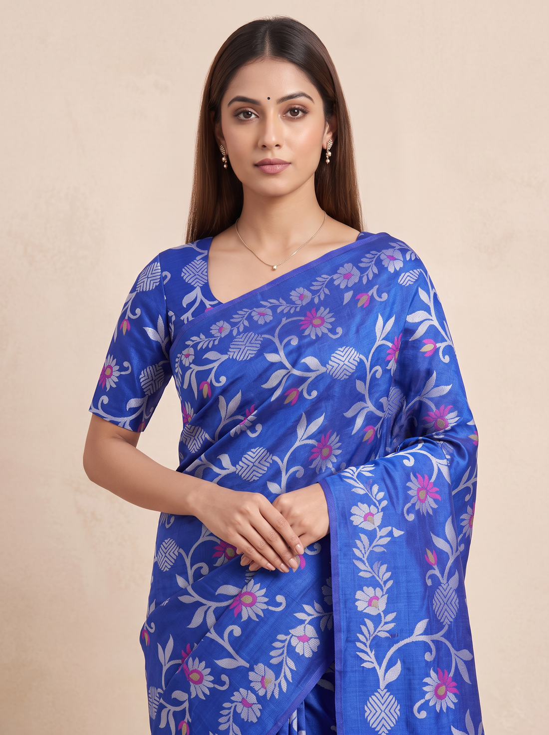 Saantha Signature|Blue Pure Tassar Weave Saree