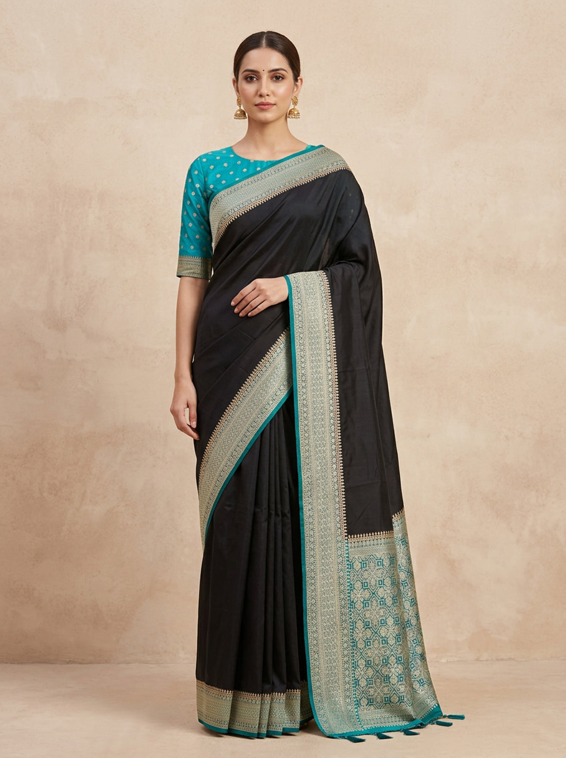 Black Sky Cotton Silk Print Saree