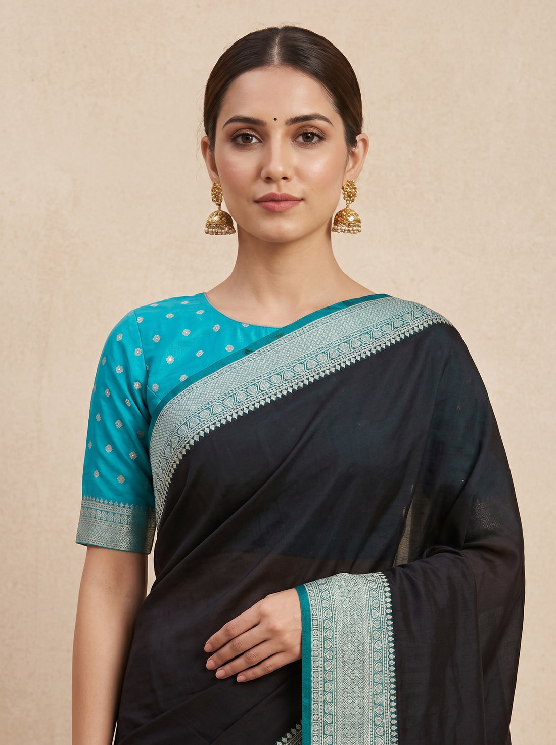 Black Sky Cotton Silk Print Saree