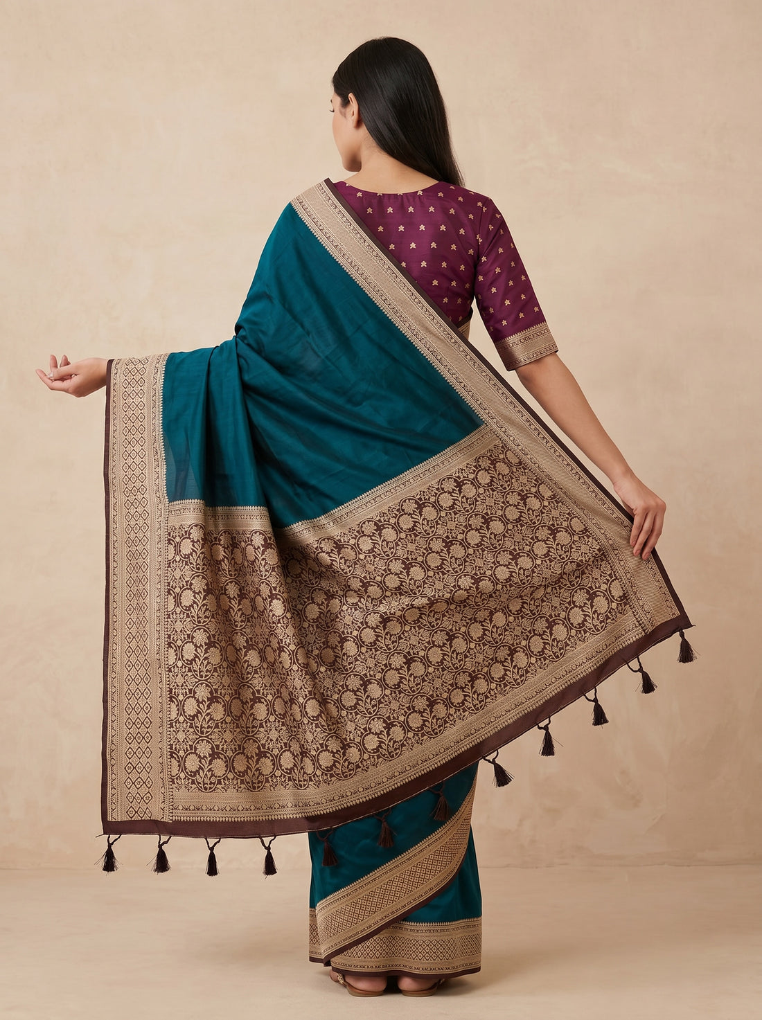 Blue Cotton Silk Print Saree